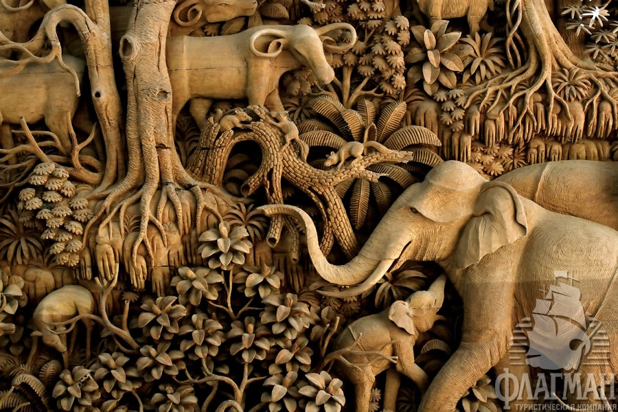 Камбоджийцы искустные ремесленники - картина из тика