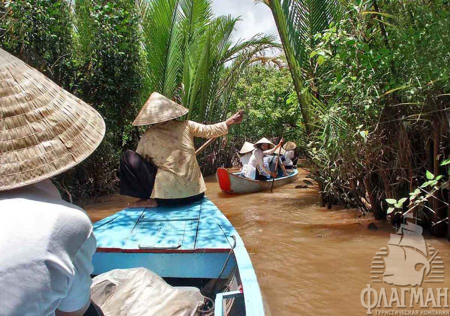 Прогулка на лодках по Меконгу во Вьетнаме