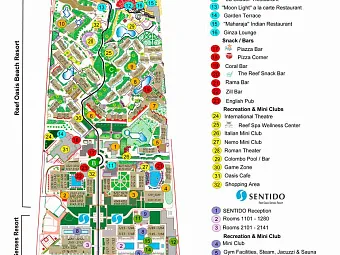 Отель REEF OASIS BEACH RESORT 5*. Карта отеля.