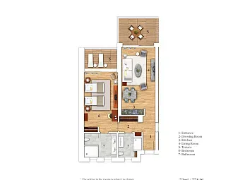 One bedroom sea view apartment